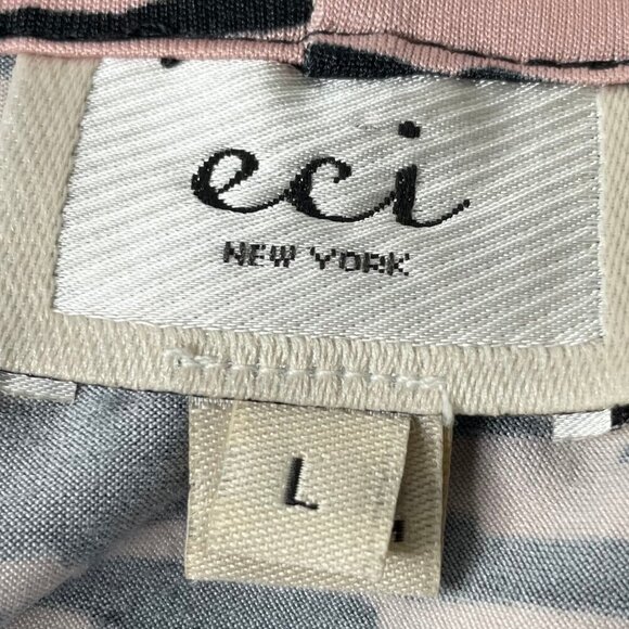 ECI Pink Abstract Low Cut Draped Neck 3/4 Sleeve Career Work Occasion Size Large - Picture 5 of 6